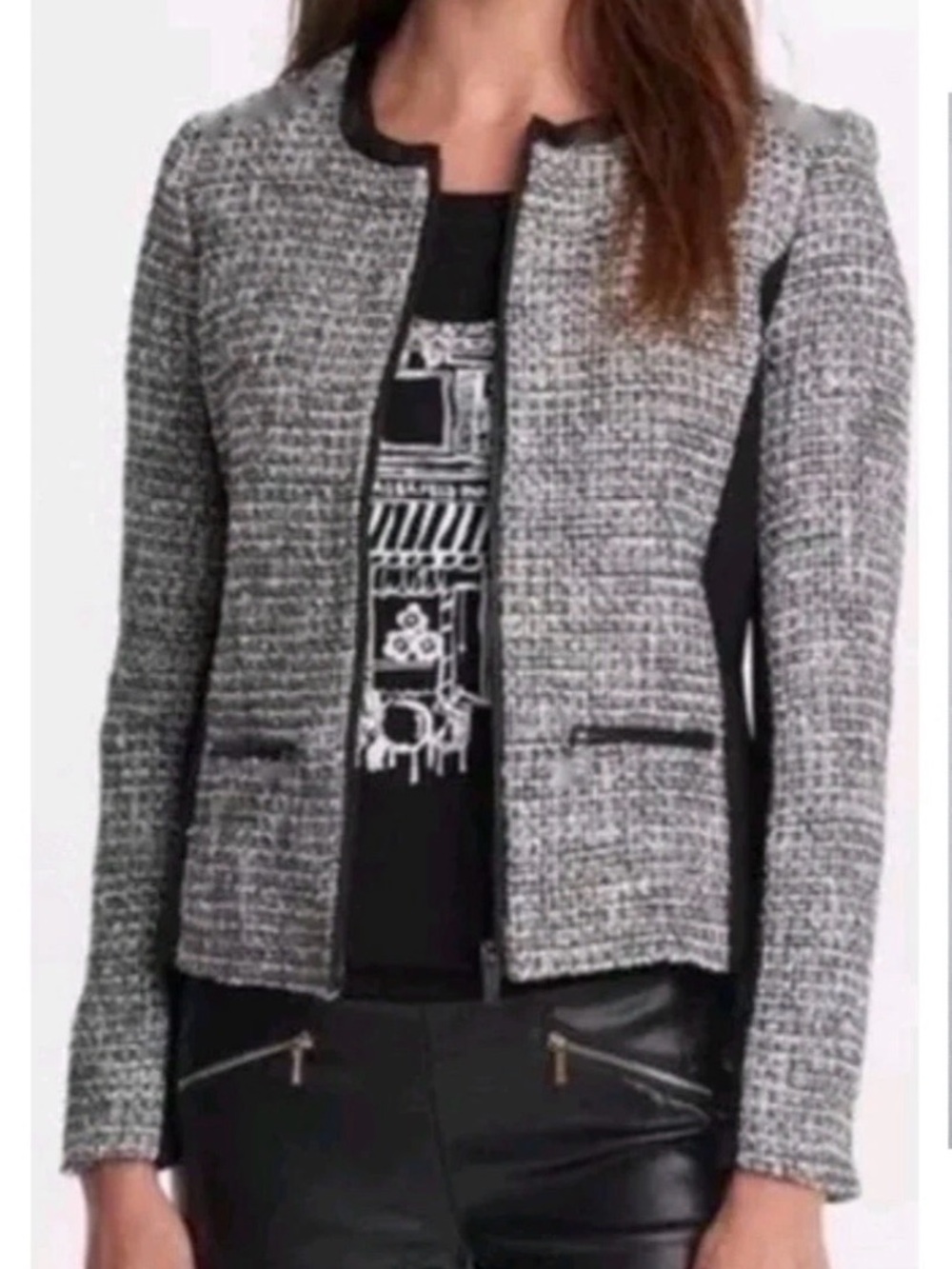 Banana Republic Women’s Tweed Woven Paris Jacket Zip Size 6